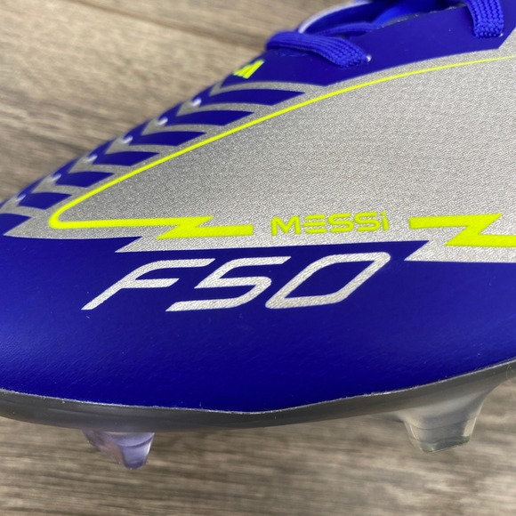 Adidas F50 League FG MG Messi Soccer Cleats Mens Size 10.5 Silver Blue Yellow